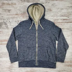 Hollister Mens Sherpa Lined Full Zip Hoodie Jacket Sz Medium Blue Heavyweaght.  Please see photos for condition and...