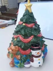 Vintage Christmas Tree Ceramic Cookie Jar approximately 11” Tall. Item is pre-owned but in great shape. No chips or...