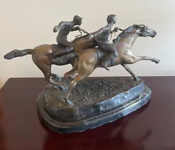Fast Finish Bronze Statue by Antoine BARYE Corer 1987 Horse Racing