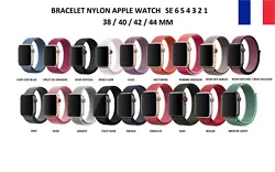Bracelet pour Apple Watch Série 6 5 4 3 2 1 SE Nylon. Tailles: 38 / 40 / 42 / 44 mm.