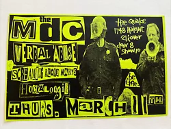 The MDCVerbal AbuseScreaming Bloody Mary’sHockaloogieMarch 11, year unknownThe Quake, 1748 Haight, San Francisco,...