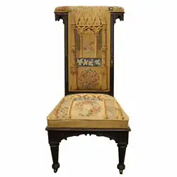 Stunning and unique Antique Prie Dieu Prayer/Nursing Chair with carved wood gothic style detailing. From New in box to...