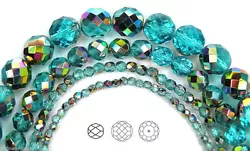 Color:Aqua VITRAIL coated. These Fire Polished Beads have been made in Northern Bohemia (part of the Czech Republic)...