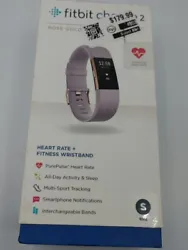 Fitbit Charge 2 Heart Rate Monitor Fitness Wristband Tracker -Lavender/Rose Gold.