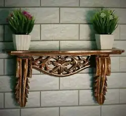 Wood hand carved wall bracket wooden wall shelf wooden hand carving wall shelf Material Used - Wood Size -. This Unique...