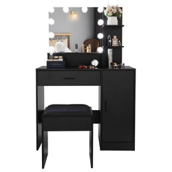This vanity table features a large drawer and 3 shelves to create coordinated organization in any room of the house....
