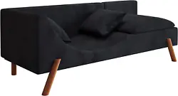 Chaise Longue, Modern Living Room Curved Lounge Chair with 2 Pillows, Velvet Upholstered Lounge Chair for Living Room...