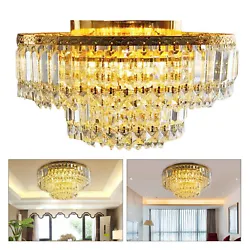 Features:   Shinning Crystal: Sparkling crystals creates good glass touch and feeling to the crystal ceiling light....