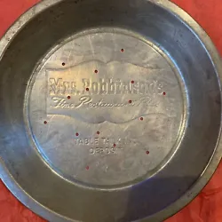 VINTAGE MRS ROBBINSONS FINE RESTAURANT PIES TABLE TALK METAL PIE PLATE. Excellent used condition. Shipped First class...
