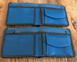 Color : Black and Blue ( See the Photos ). 2 Wallets in a lot. 2 separated slots for bills, one with zip. 1 coin pocket...