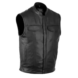 Club style vest with conceal and carry pockets. Outer shell is made of thick solid 1.2mm Cow Leather. Comfortable...