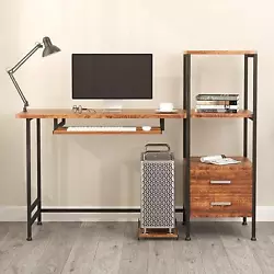 [STORAGE SHELVES ]: 2 tier shelves to storage or decorate your desk, providing a plenty of room for under-desk storage...
