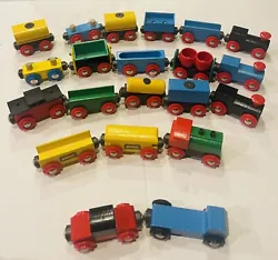 Brio Wooden Train Lot Cargo Cars Works Thomas. In used condition. Please look at pictures carefully for condition and...