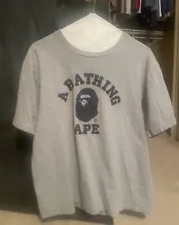 Bape College Tee-grey With Navy Logo- Size L. Worn 2x runs a little small