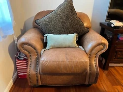 Used Sealy Brown Leather Sofa and Loveseat Set plus otta