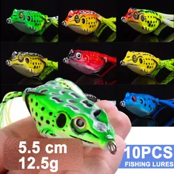 10pcs 5.5cm 13g Silicone Bait Frog Soft Fishing Lure Topwater Wobblers Artificial Bait Frog Lure. Diving depth:...