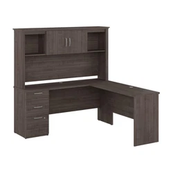 Create the perfect work area and tackle your next project with the Bestar Logan 65W L Shaped Desk with Hutch.