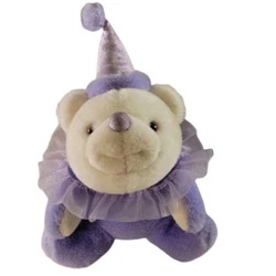 polar bear clown stuffed animal plush bear purple and white. 10