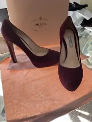 Includes Prada Shoe Box (not the original box). They are set on durable soles and high heels. Few small scuffs - see...