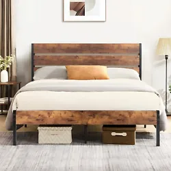 Wood grain pattern on the headboard adds a natural accent. High-quality steel slat support firmly supports your...
