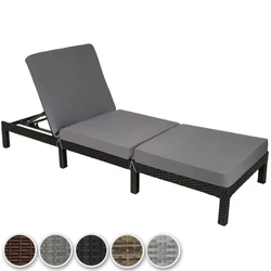 Chaise longue, Transat, Bain de Soleil Réglable en Acier et Résine Tressée - 1 Place - 196 cm x 66 cm x 22 cm...