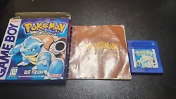 Pokemon Blue Version (Nintendo Game Boy, 1998) CIB Complete in Box. Game saves any more pictures or questions please ask