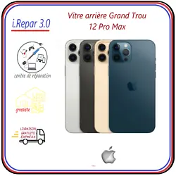 Vitre Arrière spécial Grand Trou ( machine laser tbk. ). OEM iphone 12 pro Max. 09 83 69 55 37.