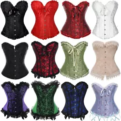 Feature:Boned,Overbust. Material:Jacquard & Satin. Color Available: As picture show.