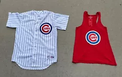 Sammy Sosa Majestic CHICAGO CUBS SEWN Baseball JERSEY mens Medium & red womens XL tank top........winner pays $7.99 for...