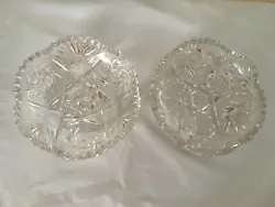 Old Vintage (possibly antique) Cut Lead Glass Crystal Candy Dishes ~ Set of 2 ~ Sawtooth / Scalloped Edge.  Came from...