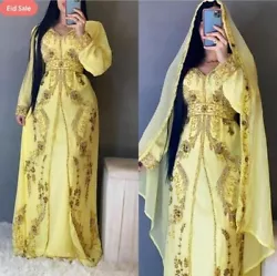 This Georgette Fabric Dubai Kaftan 1 piece set Full Sleeve Kaftan. Hand Embroidered Moroccan Caftan Dress Collection....
