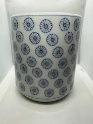Vintage Williams-Sonoma Porcelain Utensil Holder with blue flowers adorning it. On the bottom the vintage...