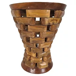 Gorgeous stacked wood block table! Unique and rustic, this table would serve as an excellent side table, accent table...