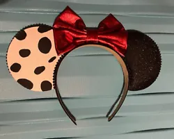 Minnie Mouse Cruella De Vil Inspired Disney Ears headband Dalmatian Disneyland. EUC Minnie Ears 101 Dalmatians...