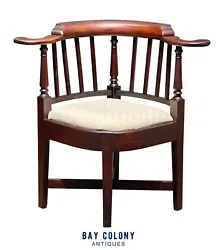 The chair has a round seat box and is nice and sturdy with an x shaped stretcher below. The chair is made from the...