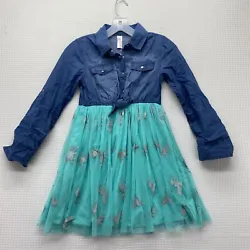 Justice Girls Unicorn Denim Tutu Dress Size 10. Condition is New with tags. Shipped with USPS Ground Advantage.