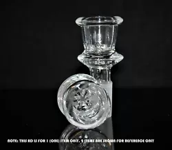 This ad is for 1 (one) 14.4mm clear glass shot glass shaped water pipe slide bowl head piece with a clear glass...