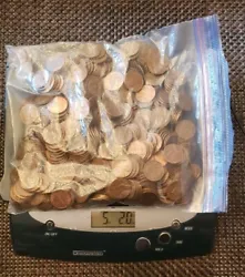 Over 5 Pounds unsearched, Bulk copper US pennies, coins from 1959 - 1982.