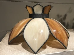 Antique Victorian Flower Petal 8-Panel Swag Stained Slag Glass Lamp Shade 17”. Beautiful shape! No cracks! Free...