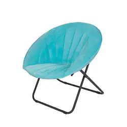 Kick back and relax with the Mainstays Folding Shell pattern Saucer Chair in Teal Velvet. This smart folding chair...