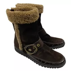 STUART WEITZMAN Brown Suede Leather Cozy Lined Sherpa Winter Snow Boots Women’s 7.5Normal signs of wear Please check...