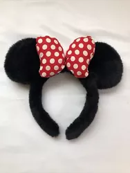 Walt Disney World Minnie Mouse Ears Headband with Red/White Polka Dot Bow Measures 5