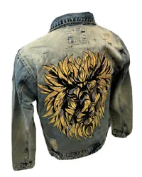 Style : # DK211 Desert Blue. Authentic Victorious Bomber Jacket. Design : Denim Jacket with Lions Head Detailed Pockets...