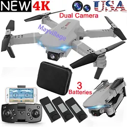 2022 New Rechargeable Electric FPV WiFi RC Drone 4k HD Dual Camera Wide Angle Foldable Quadcopter + 4 Batteries -...
