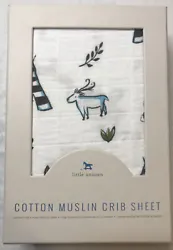 Little Unicorn Cotton Muslin Fitted Sheet - Forest Friends. Condition is 