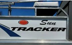 Two 44 inch long sun tracker with 2 red and chrome sun marine vinyl - does not need lamination to make it water proof,...