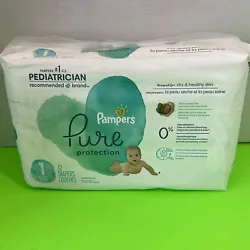 Diapers Newborn/Size 1 (8-14 lb), 32 Count - Pampers Pure Protection Disposable.