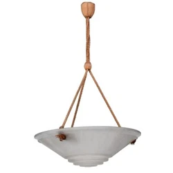 Lustre 1950 vasque verre coloré dépoli de dimension hauteur 65 cm.