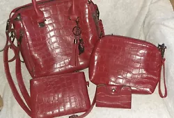 Beautiful Red Croc Hobo Bag Set 4 Peices.  In great condition. 