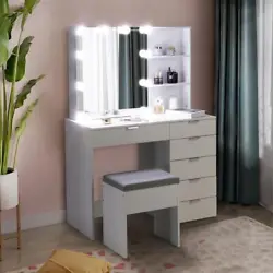 This is a multi-functional dressing table. The structure design of 6 drawers, 2 shelves and 1 mirror cabinet allows the...